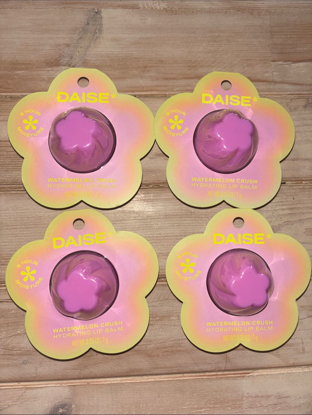 Daise Watermelon Crush Flower Lip Balm - set of 4 (727)